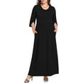 thumbnail image 1 of JuneFish Women's Plus Size Dresses 1X to 5X Crewneck Ruffle 3/4 Sleeve Casual Maxi Dress, 1 of 4