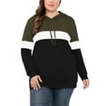 thumbnail image 1 of JuneFish Women's Plus Size Long Sleeve Sweatshirts Color Block Hoodies Pullover with Pocket, 1 of 7