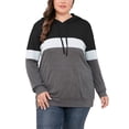 thumbnail image 1 of JuneFish Women's Plus Size Long Sleeve Sweatshirts Color Block Hoodies Pullover with Pocket, 1 of 7