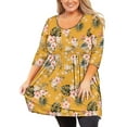thumbnail image 1 of JuneFish Women's Plus Size Tunic 3/4 Sleeve Top Trendy Style Flowy Loose T-Shirt, 1 of 6
