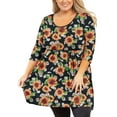 thumbnail image 1 of JuneFish Women's Plus Size Tunic 3/4 Sleeve Top Trendy Style Flowy Loose T-Shirt, 1 of 6