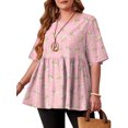 thumbnail image 1 of JuneFish Women's Plus Size Tunic Short Sleeve Top Trendy Style Flowy Loose T-Shirt, 1 of 4