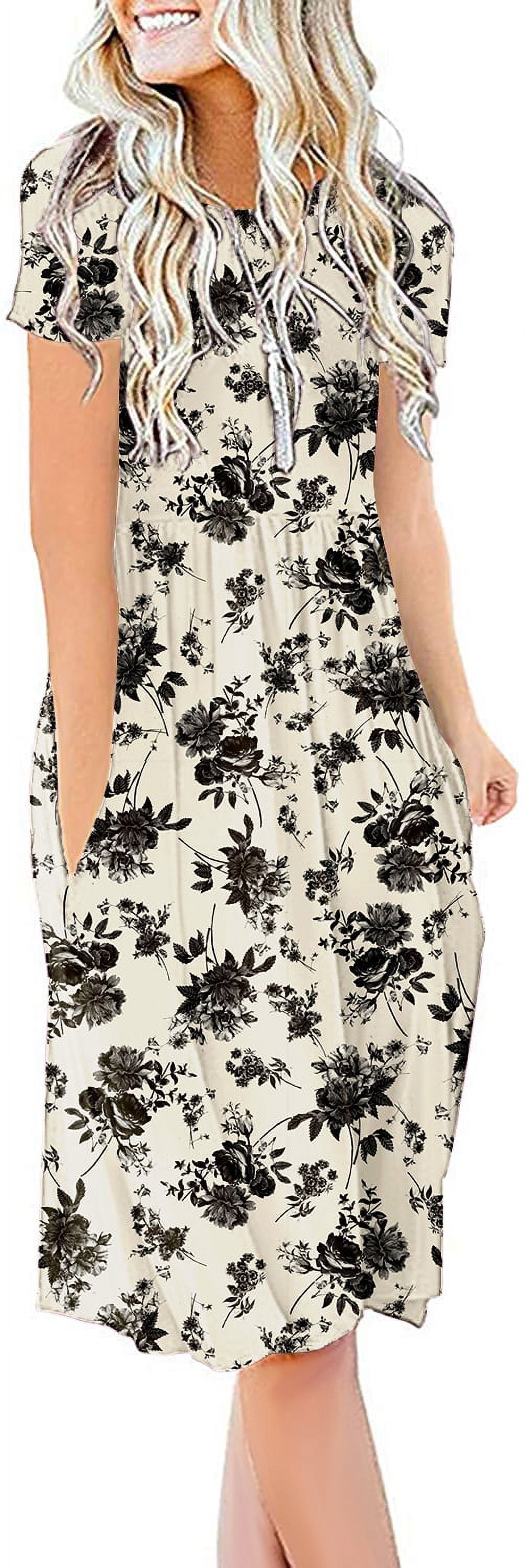 JuneFish Women's Summer Casual Short Sleeve Dresses Empire Waist Dress