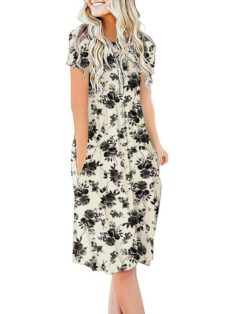 JuneFish Women's Comfortable Summer Dress with Elastic Waist