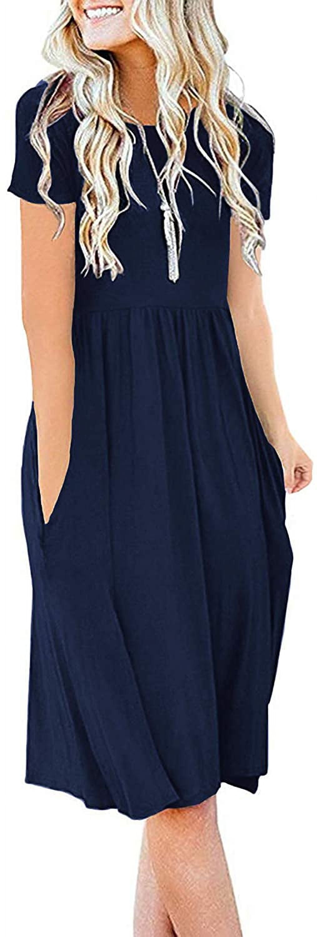 Casual Summer Short Sleeve White Pockets Slit Dress main image 1