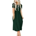 thumbnail image 1 of JuneFish Women's Summer Casual Short Sleeve Dressy Dresses Empire Waist Knee Length Dress with Pockets, 1 of 9