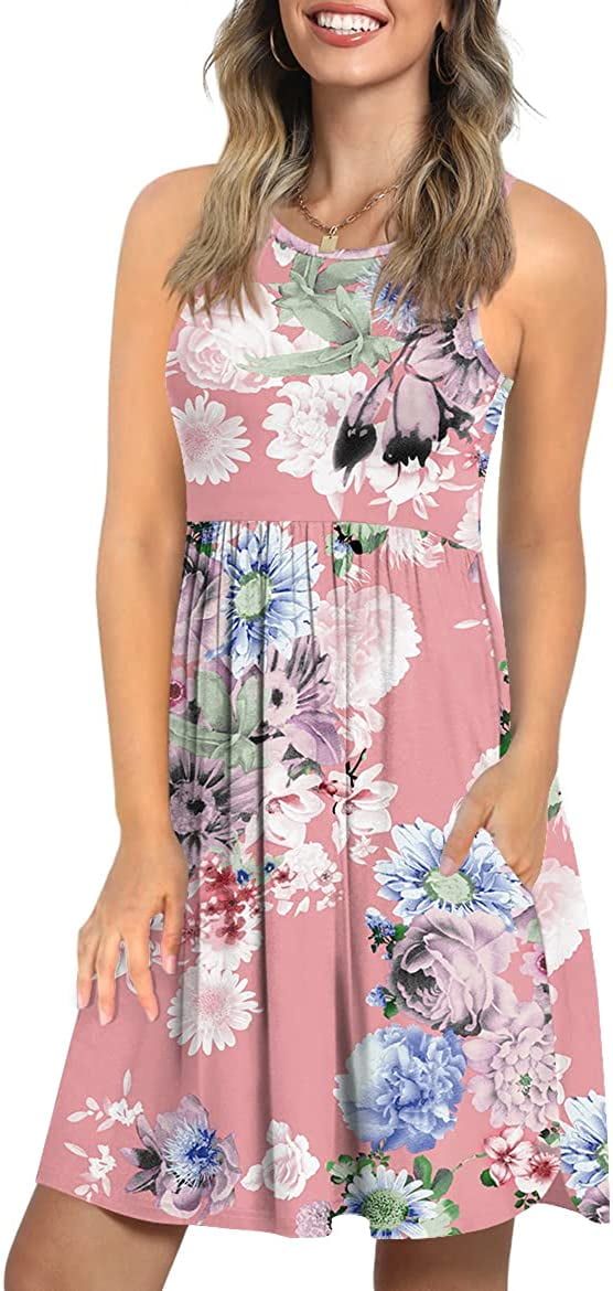 JuneFish Women's Summer Dress Casual Beach Sundress Stretchy Tank Dress