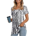 thumbnail image 1 of JuneFish Women's Summer Pleated Tops Casual Tee Hide Belly Shirts Blouse for Leggings, 1 of 4