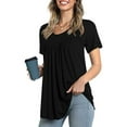 thumbnail image 1 of JuneFish Women's Summer Pleated Tops Casual Tee Hide Belly Shirts Blouse for Leggings, 1 of 3