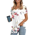 thumbnail image 1 of JuneFish Women's Summer Pleated Tops Casual Tee Hide Belly Shirts Blouse for Leggings, 1 of 4