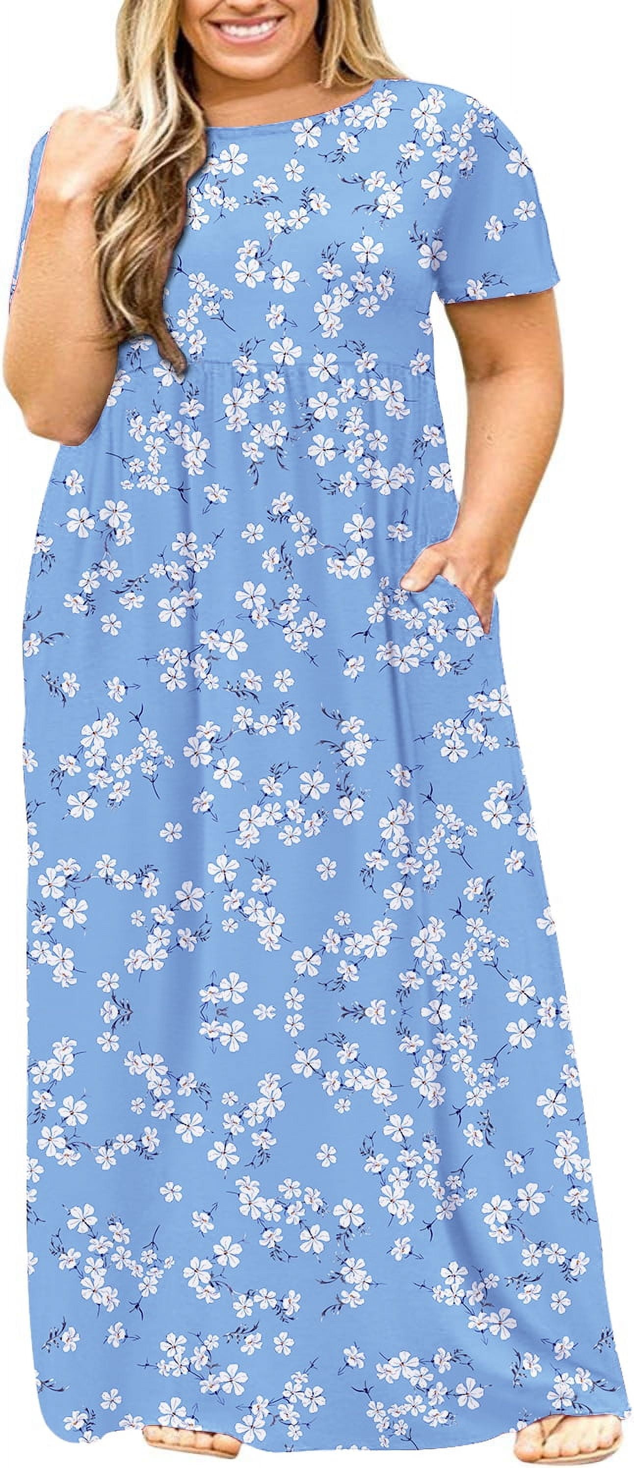 Maxi Beach Summer Plus Size Dress - Women Ruffles Wrap Ladies Dress (D18)(WS06)