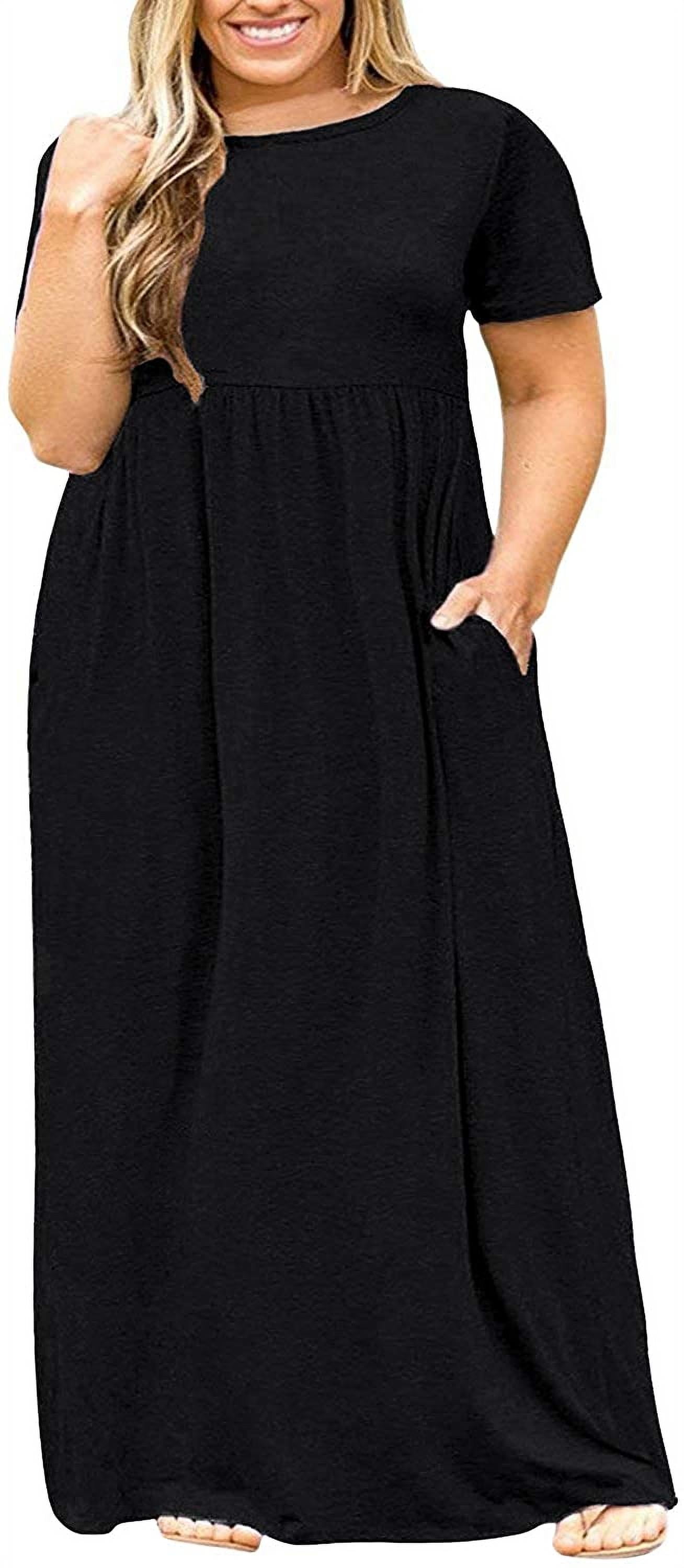 JuneFish Plus Size Maxi Dress with Pockets, 2X-6X, Flowy Rayon