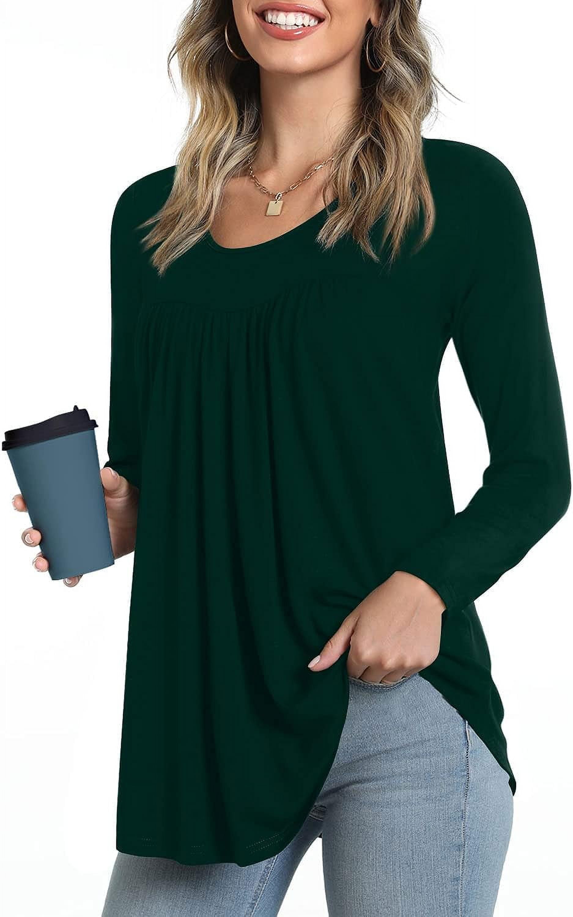 JuneFish Womens Long Sleeve Tops Casual Basic T-Shirts - Walmart.com