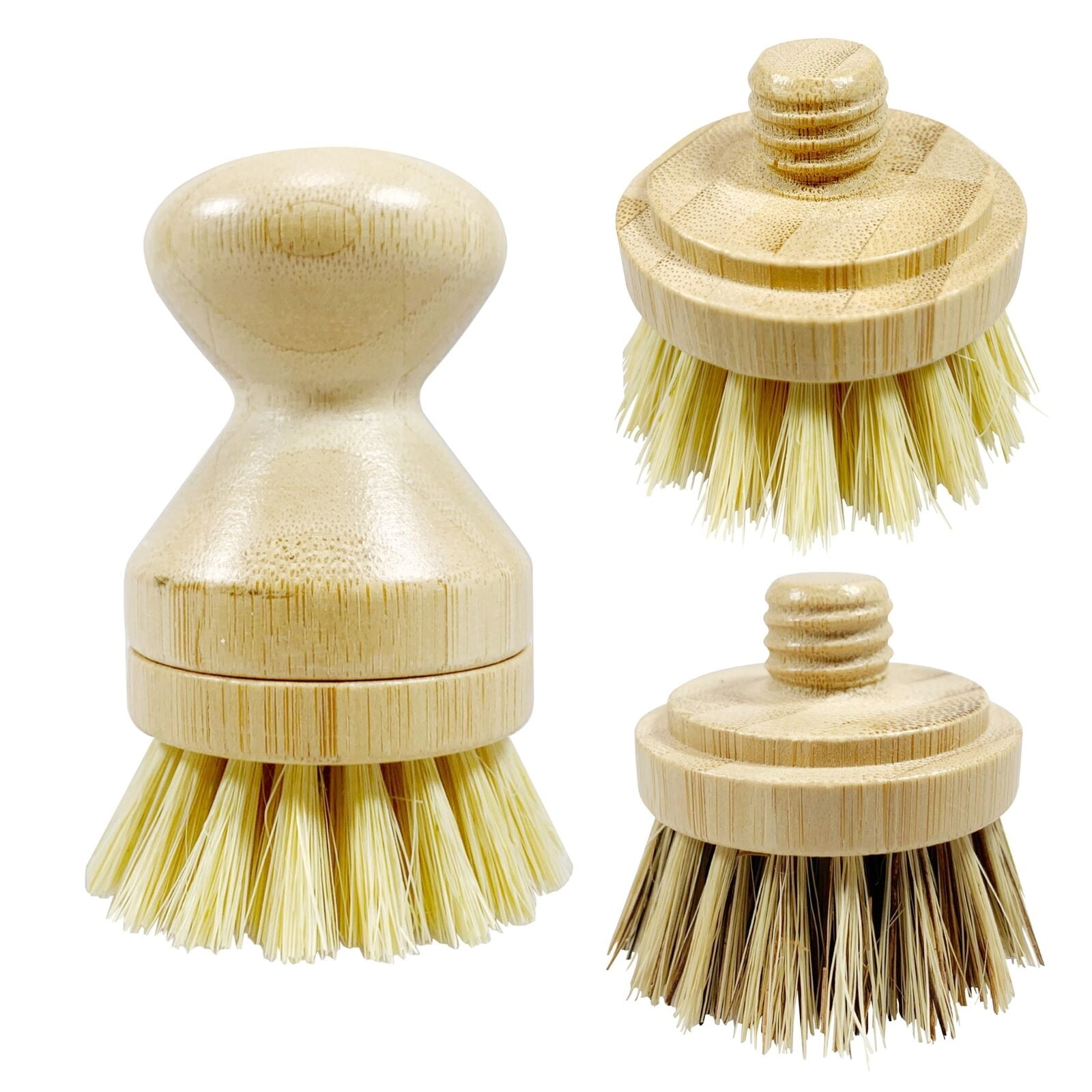 JuneLily Short Sisal Dish Brush Eco-Friendly Plant-Based Vegan for Kitchen Bathroom Cleaning Produce Washing Dishes (Short Dish Brush & Sisal & Coconut Brush Head)