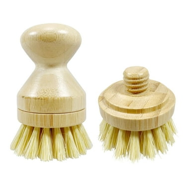 JuneLily Short Sisal Dish Brush Eco-Friendly Plant-Based Vegan for Kitchen Bathroom Cleaning Produce Washing Dishes (Short Dish Brush & Sisal Brush Head)