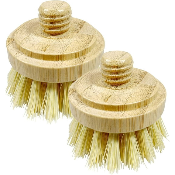 JuneLily Sisal & Coconut Dish Brush Heads Plant-Based Replacement for Washing Dishes Kitchen Bathroom