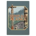 thumbnail image 1 of Juneau, Alaska, Alaska Totem Poles, Contour Birch Wood Wall Sign (6x9 Rustic Home Decor, Ready to Hang Art), 1 of 5