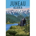thumbnail image 1 of Juneau, Alaska, Black Bear with Cubs, Summer Scene (12x18 Wall Art Poster, Room Decor), 1 of 3