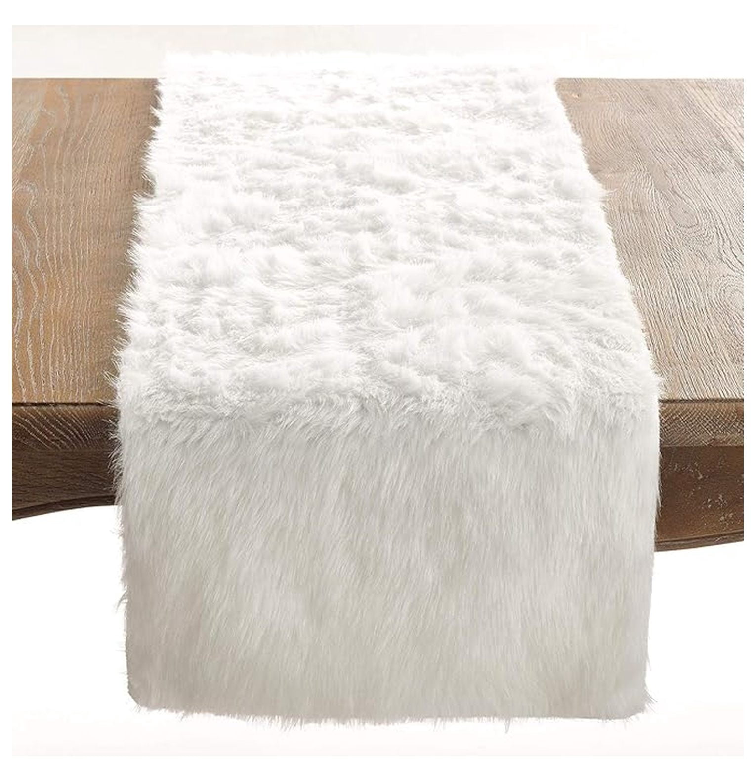 White Fur Table Runner