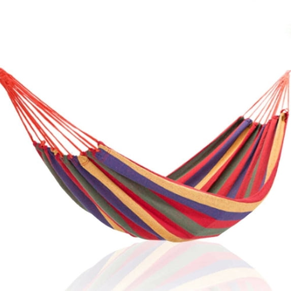 Junelily Colored Stripes Hanging Rope Hammock for Travel Camping Hiking Outdoors (Red-Blue-Yellow-Green)