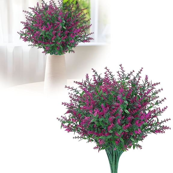 Junepar 13.8in Artificial Lavender Shrub, UV-Resistant Plastic Faux Floral for Spring Summer Indoor Outdoor Garden Hanging Decor Blue