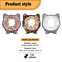 Junepar 135pcs Cat Shaped Wooden Jigsaw Puzzle Morandi Colored Cat Shaped Wooden Jigsaw Puzzle Cute Animal Cats Wood Puzzles Home & Relaxation Gift for Cats Lovers Pink