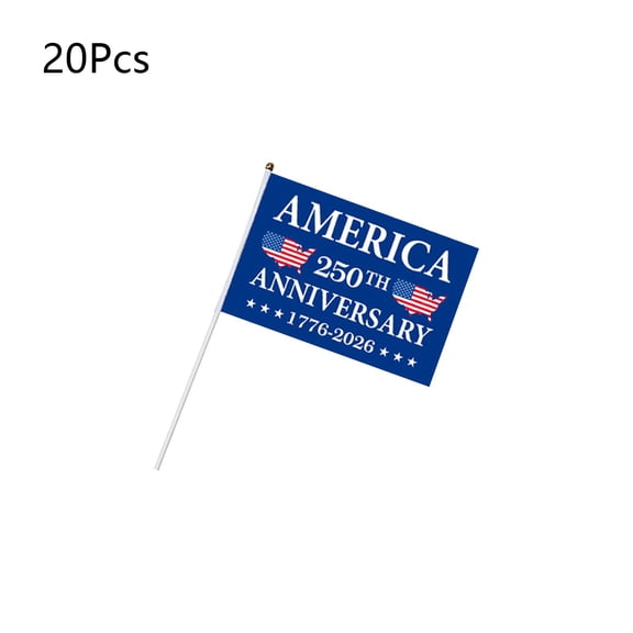 Junepar 20Pcs U.S. 250th Anniversary Hand Held Flags Patriotic 1776-2026 Polyester Mini Flags 4th of July Hand Waving Banners for Memorial Day Veterans Day & Outdoor Events 5.5" x 8.3"