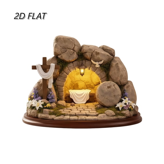 Junepar 4.7in Easter Empty Tomb 2D Wooden Ornament Christian Gift He Is ...