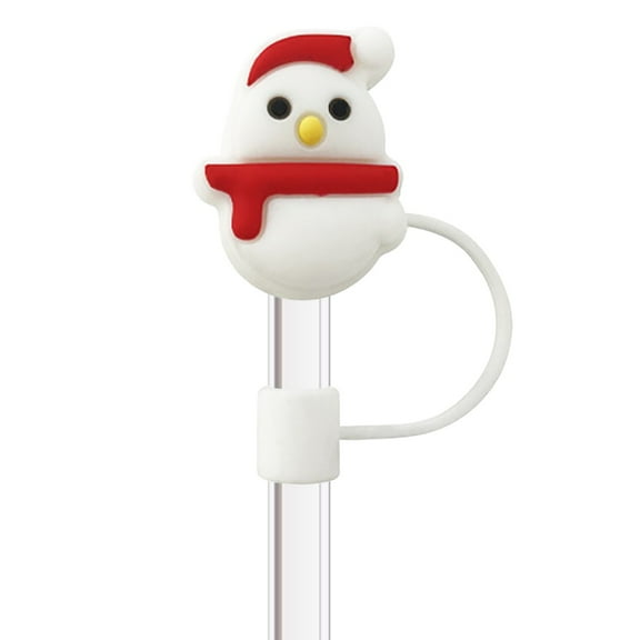 Junepar 6Pcs Christmas Straw Cover Caps - Reusable Drinking Straw Tips Lids - Christmas Theme Silicone Straw Toppers Compatible Straw Accessories for Holiday Chriatmas Decor
