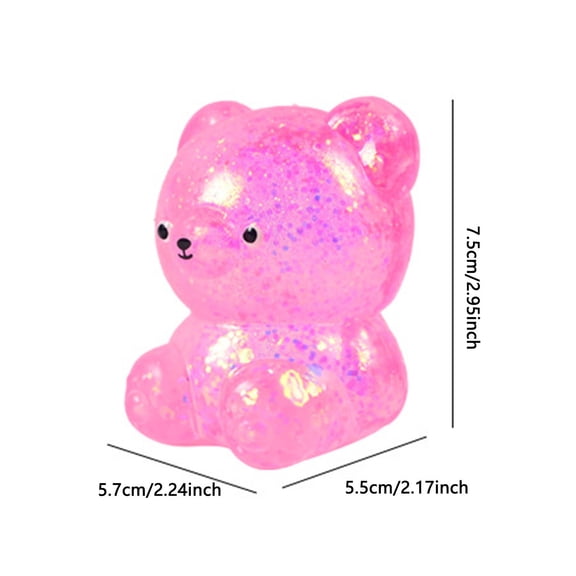 Junepar Bear Squishy Toys Glitter Colorful Sensory Stress Balls for Anxiety Relief Squishy Balls Fidget Toys Squeeze Ball Party Favors Goodie Easter Bags Stuffer 1pcs
