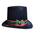 thumbnail image 1 of Junepar Black Christmas Hat Tree Topper - Christmas Tree Top Decorations - Dress Up with Plaid Red Ribbon and Mistletoe Holly and Berry - Non Woven Fabric Hat, 1 of 4