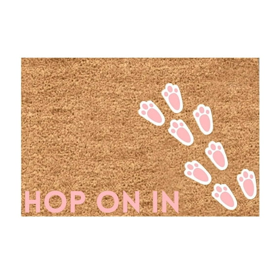Junepar Carpet 23.6"x15.7" Spring Easter Doormat Floral & Heart Print Faux Cork Welcome Mat Non-Slip Durable Entryway Rug for Front Door Porch & Spring Home Decor