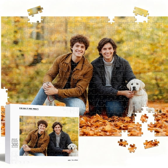 Junepar Custom Photo Puzzle Personalized Wooden Puzzle from Your Picture 300pcs Jigsaw Unique Gift for Valentine's Day Birthday Wedding