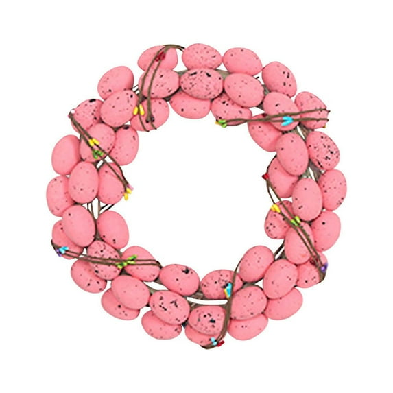 Junepar Easter Wreaths for Front Door 11" Boho Grapevine Easter Spring Door Wreath with Pink Eggs for Indoor Outdoor Window Mantel Farmhouse Wall Party Decor
