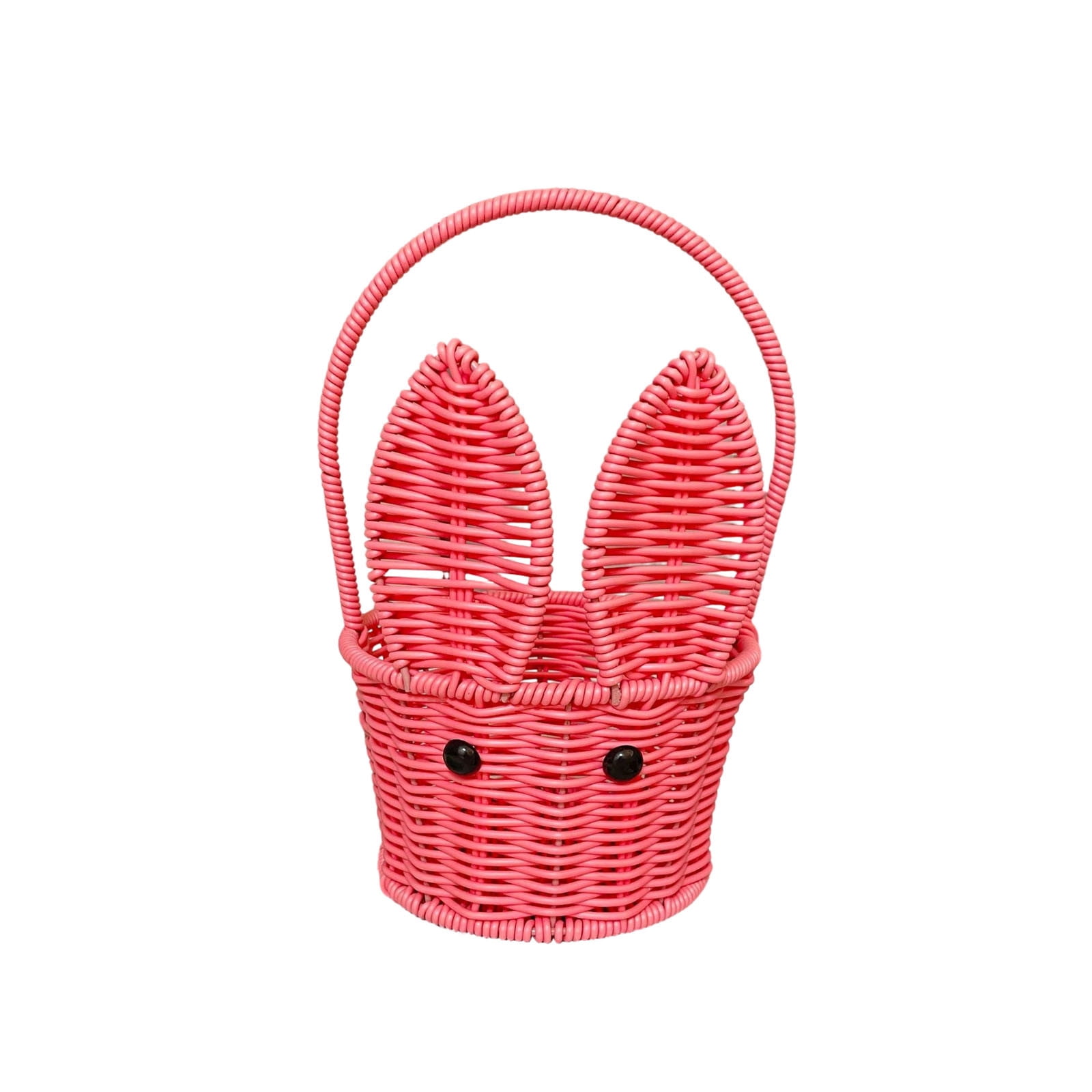 Junepar Handmade Easter Bunny Ear Woven Basket with Handle,Cute Rabbit Wicker Storage Basket, Easter Egg & Candy Holder for Egg Hunts, Picnics, Home Storage & Easter Decor
