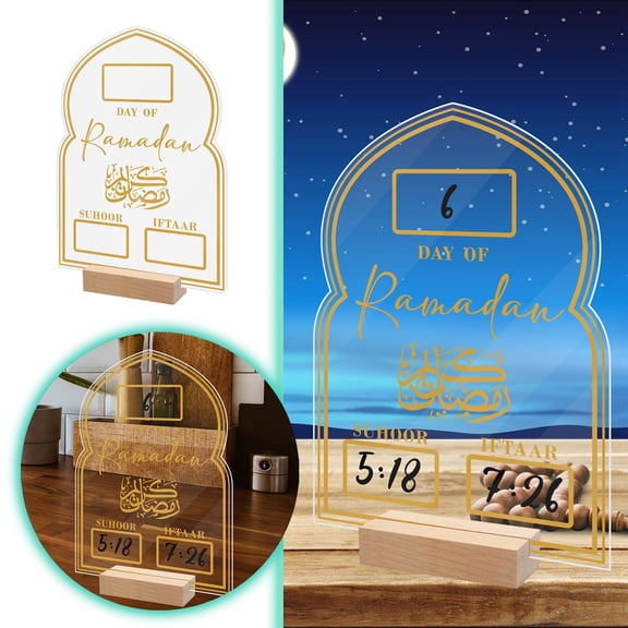 Junepar Home Accent Acrylic Countdown Calendar Moon & Star Table Decor for Festive Countdown & Living Room