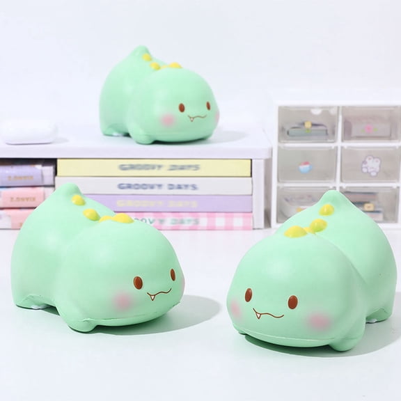 Junepar Lying Dinosaur Slow-Rise Squishies Toy Soft PU Squeeze Stress Ball Cute Cartoon Dino Sensory Fidget Toy for Anxiety Relief & Focus – Ideal Birthday Gift for Students