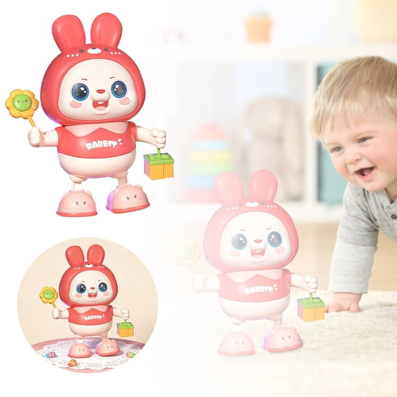 Junepar Musical Dancing Bunny with LED Lights | Early Educational Toy for Birthday Party Easter Gift ABS Safe Singing Rabbit Gift