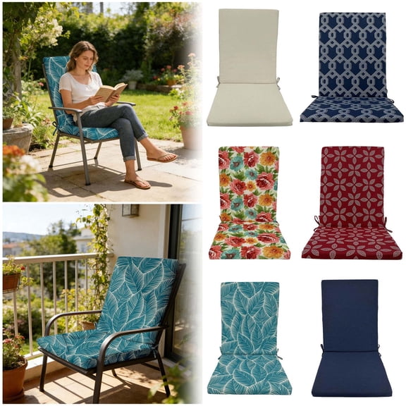 Junepar Outdoor/Indoor High Back Chair Cushion Sponge Foam Rocker Cushions Weather Resistant Seat Cushion for All Weather