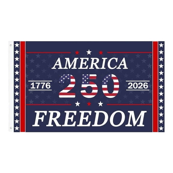 Junepar Patriotic 250th Anniversary Banner 4.9ft x 2.9ft 1776-2026 America Commemorative Flag Heavy Duty Polyester for Outdoor Yard Patio & Lawn Celebrations