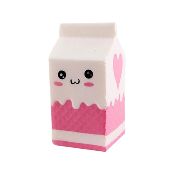 Junepar Pink Milk Carton Slow-Rise Squishies Toy Soft PU Simulation Food Squeeze Stress Ball Cute Cartoon Sensory Fidget Toy for Anxiety Relief – Portable Desk Decor for Kids & Adults