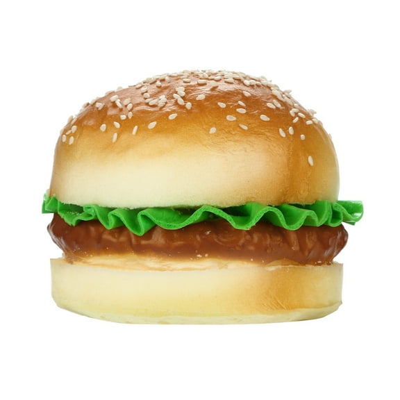 Junepar Sesame Hamburger Slow-Rise Squishy Toy Soft TPR Simulation Food Squeeze Stress Ball Realistic Burger Sensory Fidget Toy for Anxiety Relief