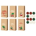 thumbnail image 1 of Junepar Set of 12 Christmas Gift Bags - Flat Bottom Paper Bags with Xmas Tree ,Santa Claus, Elk Prints Design - 5x3x9 inch Holiday Candy Goody Paper Bags, 1 of 4
