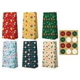 thumbnail image 1 of Junepar Set of 12 Christmas Gift Bags - Flat Bottom Paper Bags with Xmas Tree ,Santa Claus, Elk Prints Design - 5x3x9 inch Holiday Candy Goody Paper Bags, 1 of 4