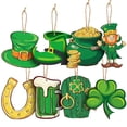 thumbnail image 1 of Junepar St. Patricks Day Decorations Wooden Shamrock Ornaments Clover Hanging Ornament Craft for Tree Shamrock 8pcs Irish Saint Patricks Day Tree Hanging Decorations #A, 1 of 8