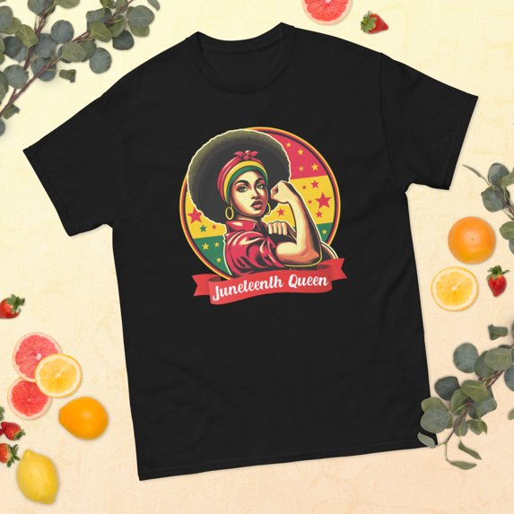 Juneteenth Queen Black History Month African American Pride Graphic classic tee (Black, S)