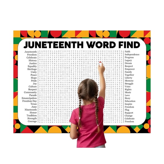 Juneteenth Word Search Game, Giant Crossword Puzzle, Large Word Find, Gathering Activity Poster