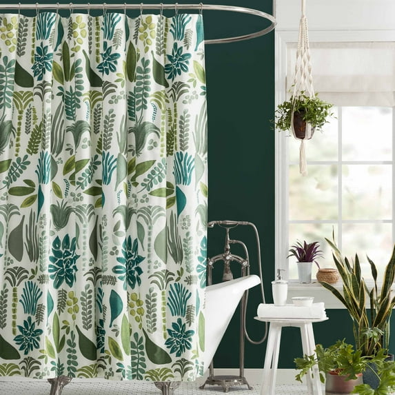 Jungalow Jardin Green Cotton Shower Curtain, 72X72
