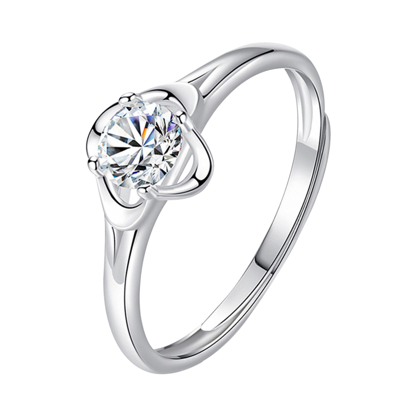 Jungdeepe Fourleaf Ring Diamond Anniversary Adjustable Girlfriend Ring