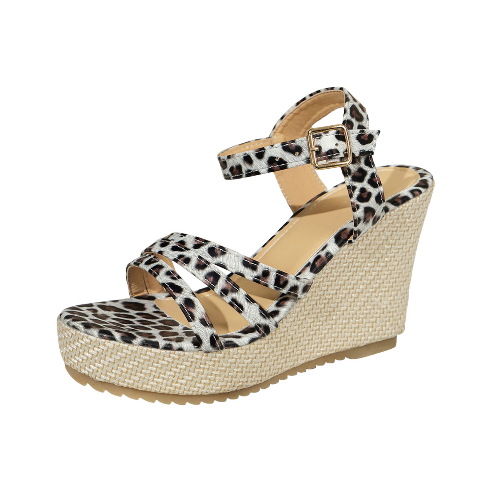 Jungdeepe Ladies Slope Heel One Buckle Sandals with Pearls for Women